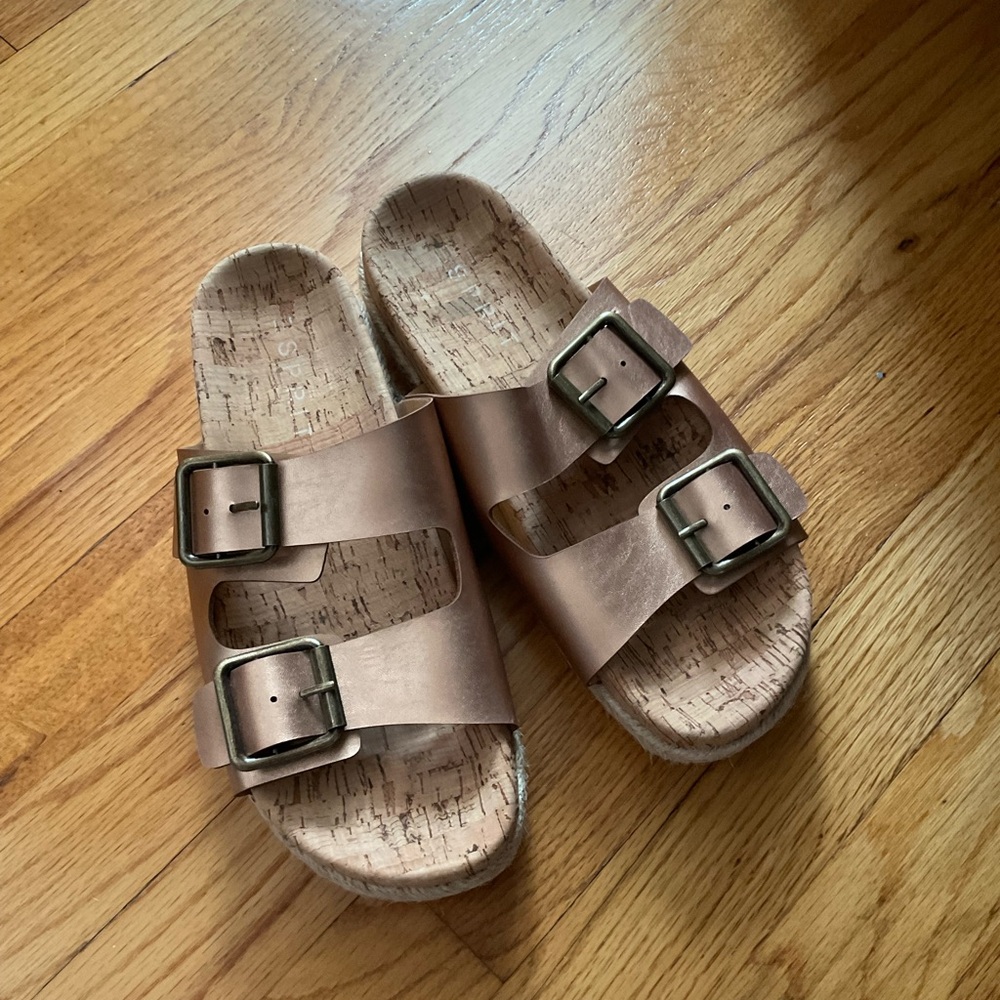 Esprit Rose Gold Sandals with Buckle Straps